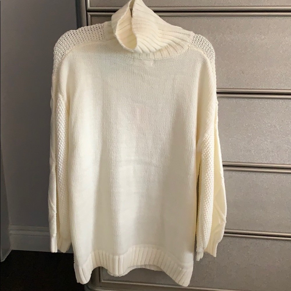 Cable Sleeve Roll Neck Jumper Dress